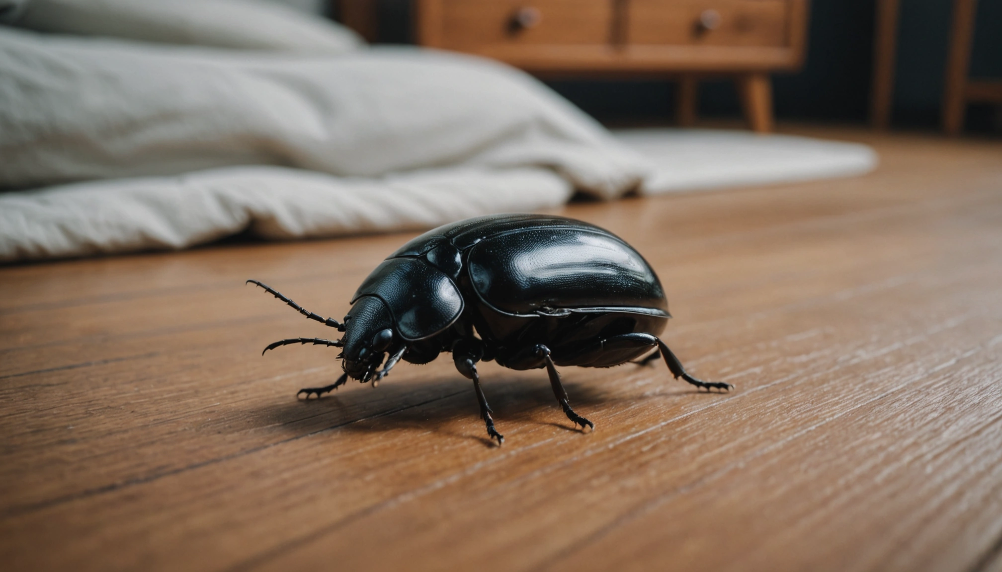 petits coléoptères noirs de 1 mm dans la chambre