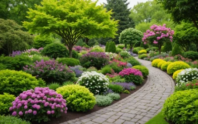 Un jardin élégant avec des arbustes fleuris résistant au froid jusqu’à -20°C