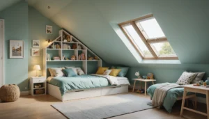 idées pour chambre d'enfant avec pente de toit
